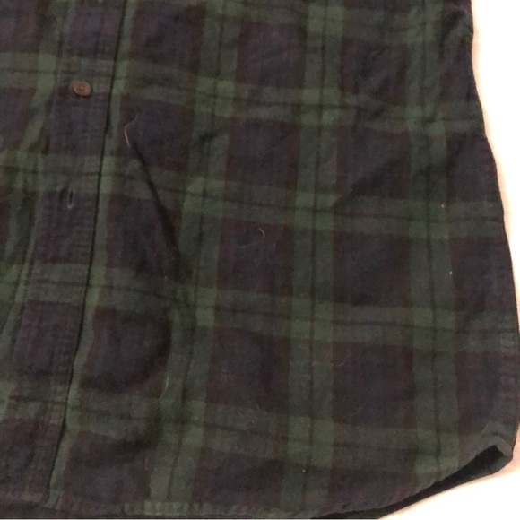 LL Bean Mens Blue & Green Plaid Flannel Long Sleeve Button Down Shirt Size L - Picture 2 of 5